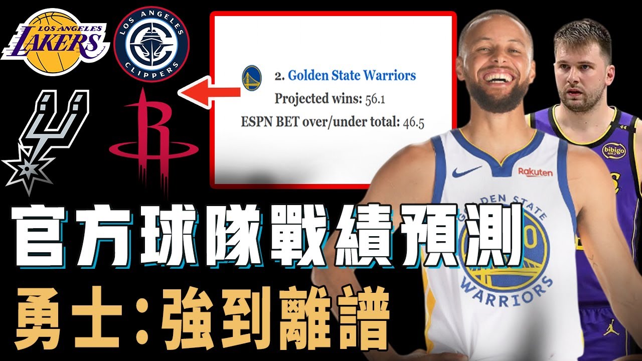 預測新賽季Stephen Curry可以帶隊打出超強戰績的ESPN排名是否合理？快艇比想像中更強，湖人引發巨大爭議，東西區或各有一支被低估球隊【NBA球隊分析】