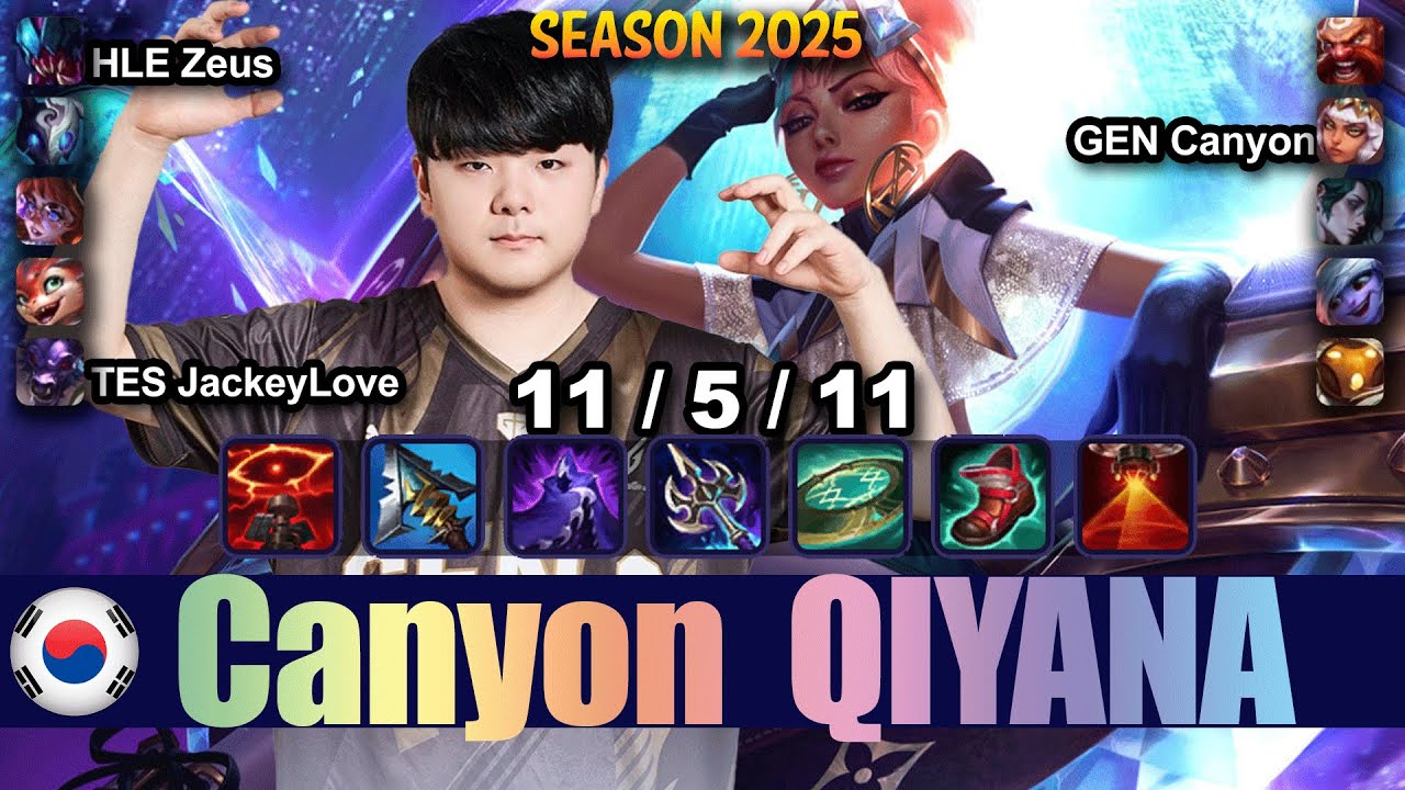 GEN Canyon QIYANA vs KINDRED Jungle - Patch 25.18 KR Ranked | lolrec