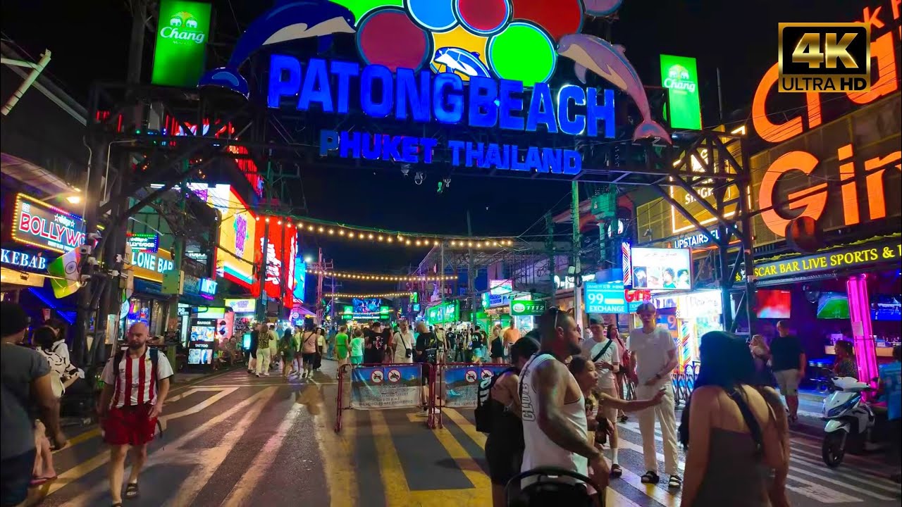 Patong Beach 4K 🌙 Patong Night Walking Tour Phuket 🇹🇭