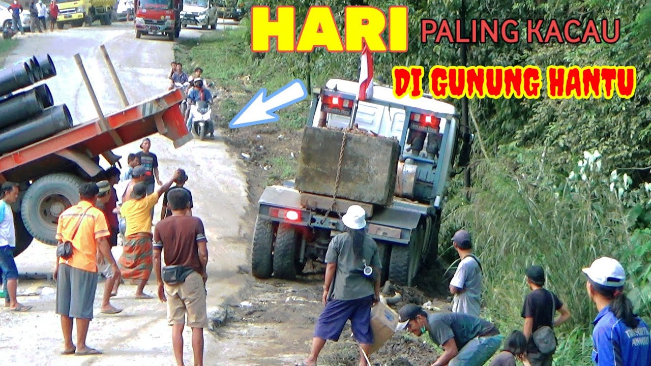Banyak yang putar balik, Alat berat sudah berusaha menarik tapi tidak berhasil.