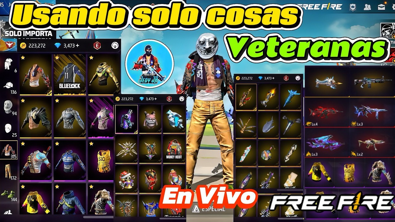 ¡EL VETERANO SUBIENDO UN TOP GLOBAL! FREE FIRE - Jedyjr EN VIVO