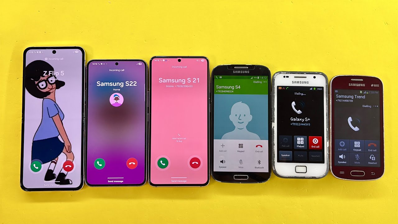 Incoming Call Samsung Z Flip 5 + Galaxy S22 + Galaxy S22 | Outgoing Call Samsung S4 + S Plus + TREND