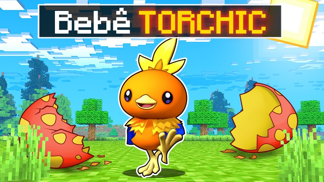 NASCI como um BEBÊ TORCHIC POKÉMON no Minecraft