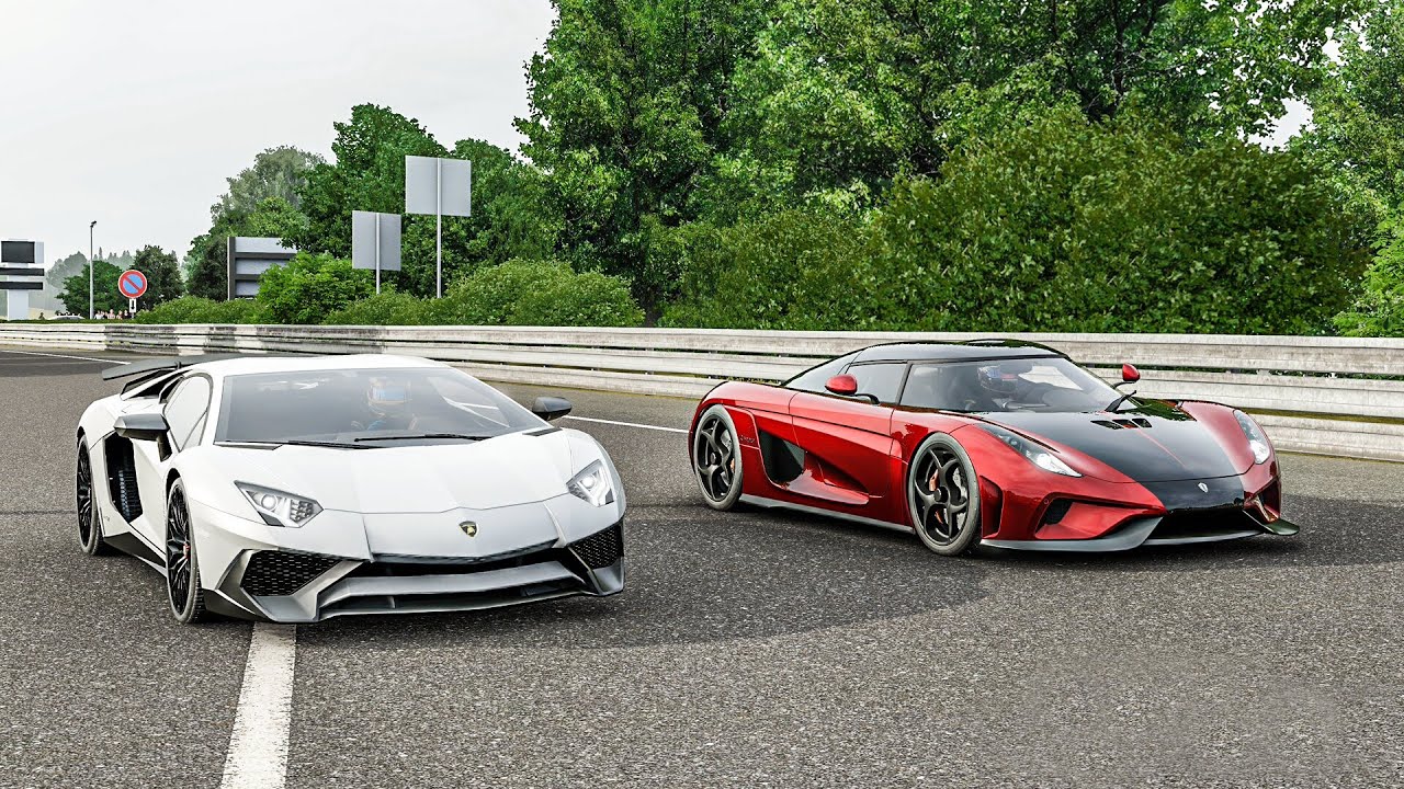 Forza 7 Drag race: Koenigsegg Regera vs 1115 HP Lamborghini Aventador SV