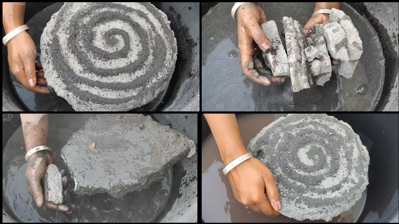 Big slabs of dusty sand cement loaded with charcoal water  crumbling||ASMR|| @asasmr tutorial @ 7:50