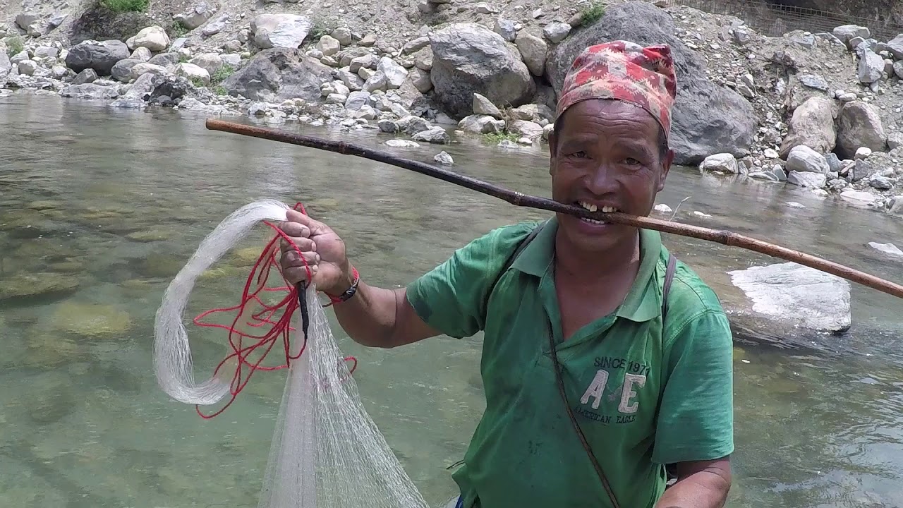 HIMALAYAN TROUT FISHING IN NEPAL | CAST-NET FISHING | STREAM RIVER FISHING |FISHING IN SMALL RIVER |