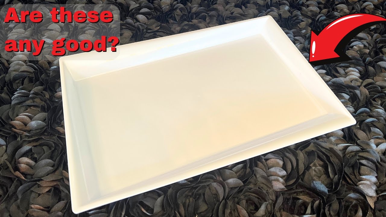 I00000 8 Pack White Plastic Serving Tray, 15