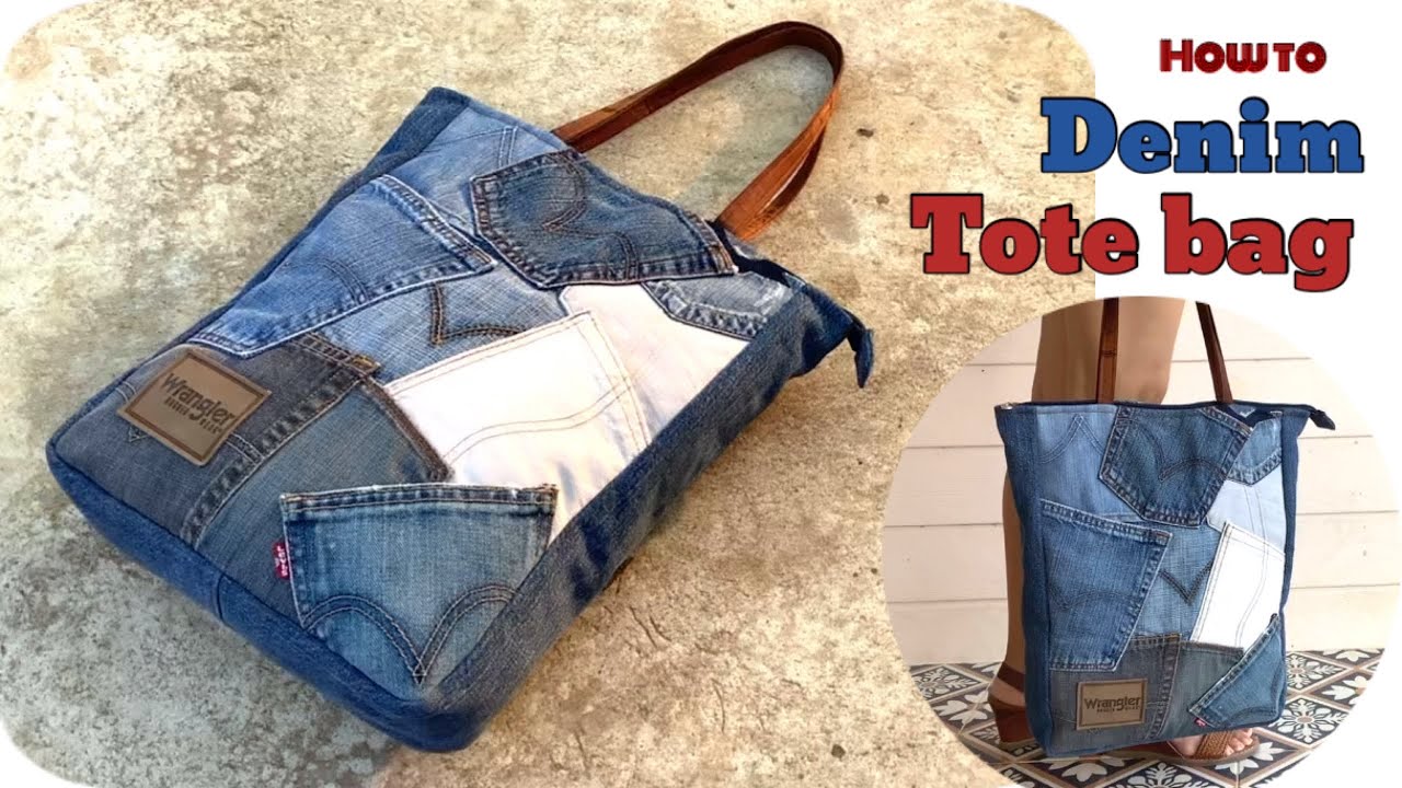 how to sew a denim tote bags with zipper tutorial, sewing diy a tote bags from old jeans, denim diy