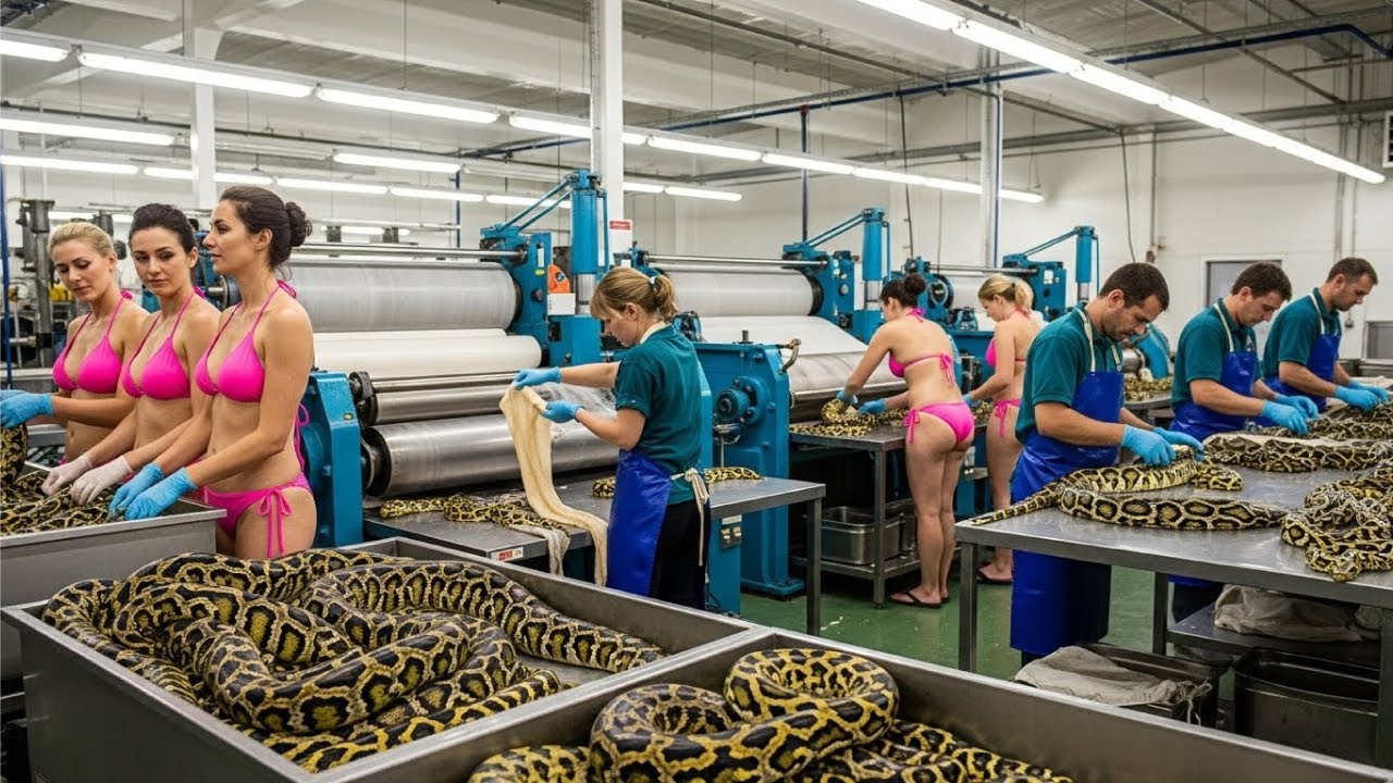 Inside the Snake Leather Factory 🐍 | From Snake Skin to Luxury #factory#snake#leather#luxuryleather