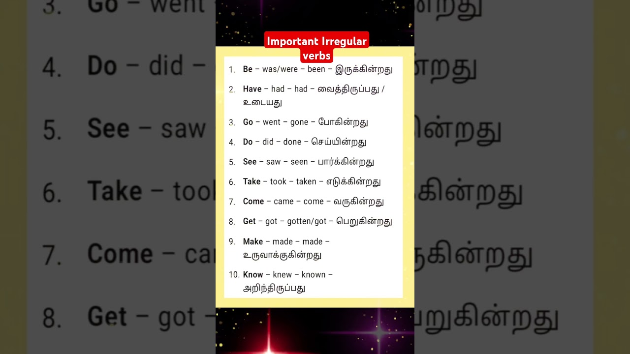 important irregular verbs 