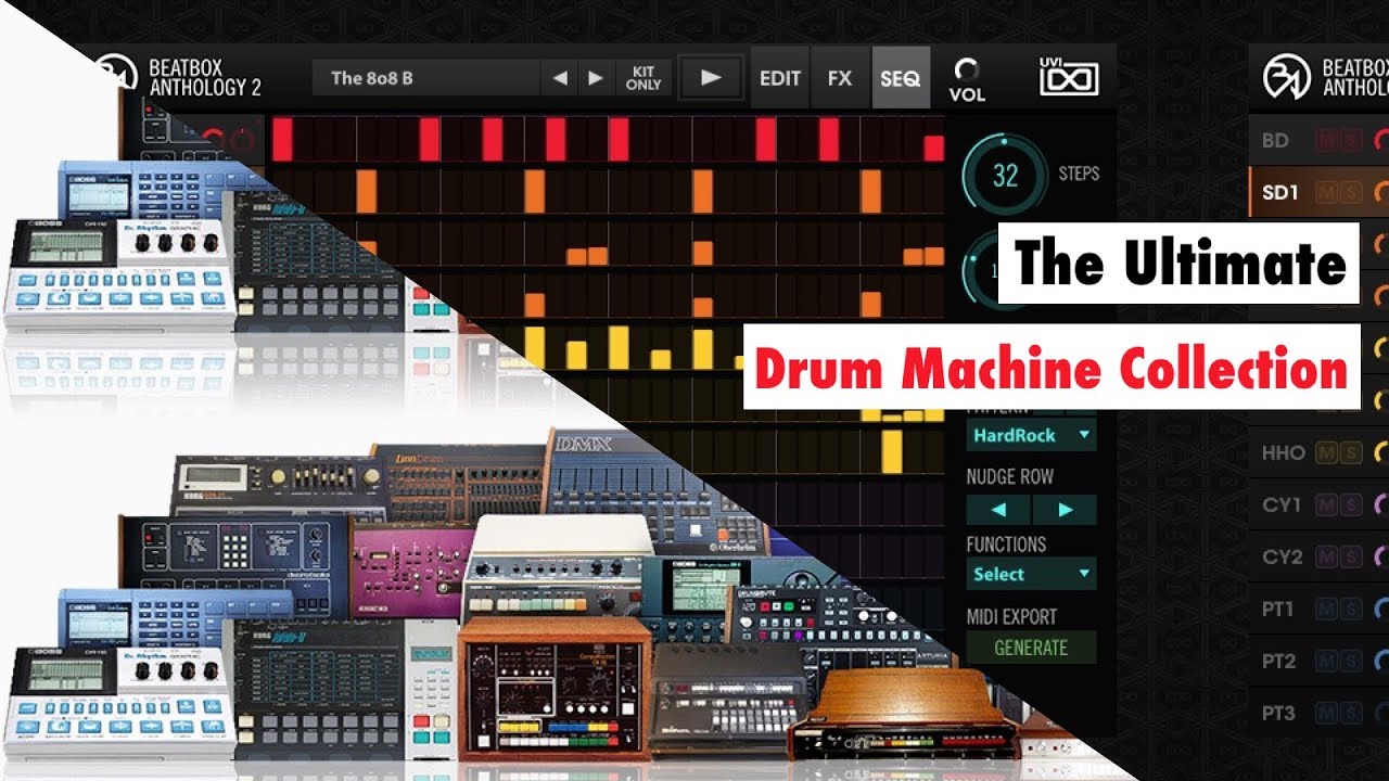 UVI Beatbox Anthology 2 Sound Demo - Samples From Elektron Analog Rytm, Drumbrute, TR-808,...