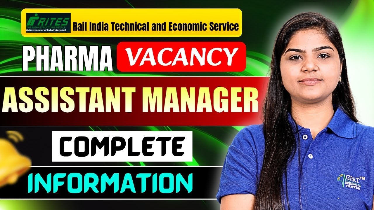 Railway Ministry Pharma Jobs 2025 | RITES Assistant Manager (Pharma) Recruitment&nbsp;Details #job