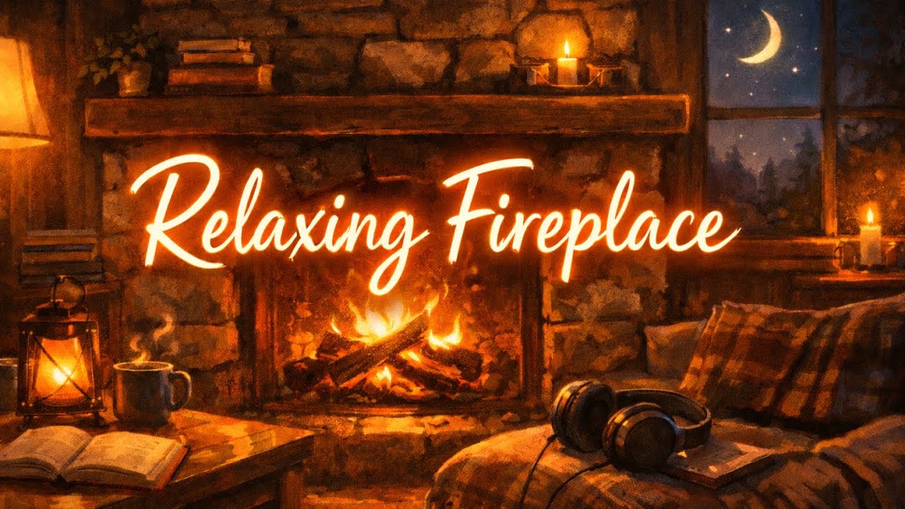 Relaxing Fireplace LoFi 🌙 | Warm Night Music for Study, Sleep & Deep Chill