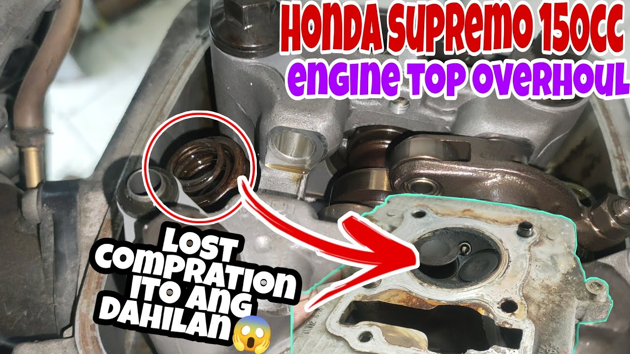 lost compration dahil sa bumaloktot ang intake valve || engine top overhoul || honda supremo 150cc