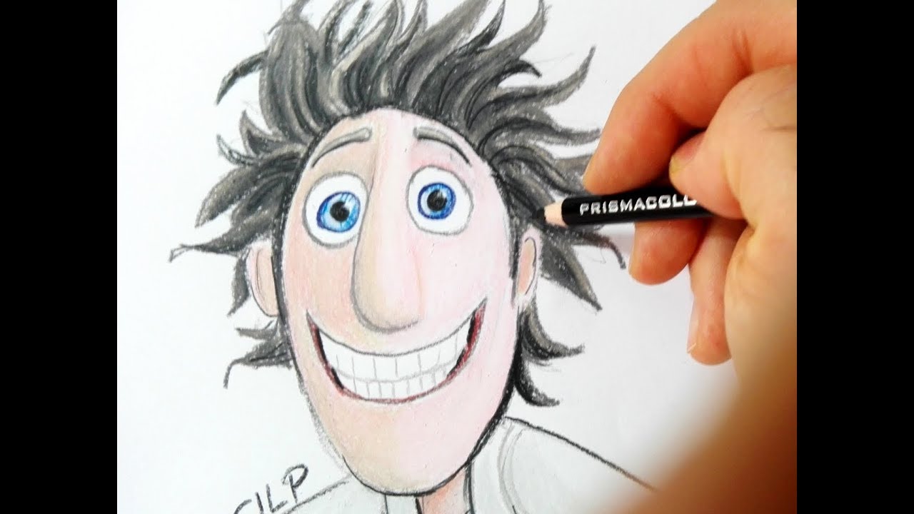Cómo dibujar y colorear a Flint Lockwood de Lluvia de hamburguesas