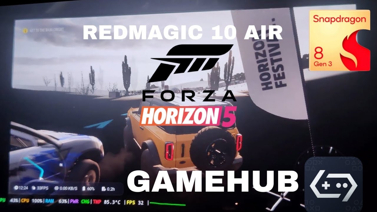 FORZA HORIZON 5 NO ANDROID USANDO O GAMEHUB NO REDMAGIC 10 AIR 720P HD