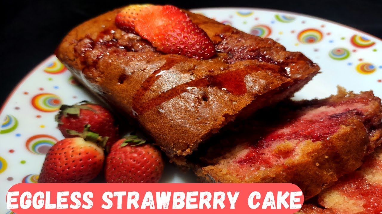 Fresh Strawberry Cake / Tea time Eggless Strawberry Cake