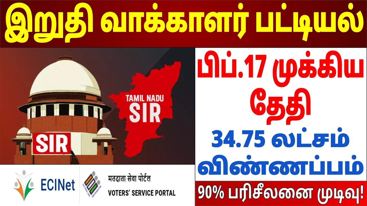 🔥வாக்காளர் பட்டியல் திருத்தம்  | 34.75 லட்சம் விண்ணப்பம் | பிப்.17 முக்கிய அறிவிப்பு
