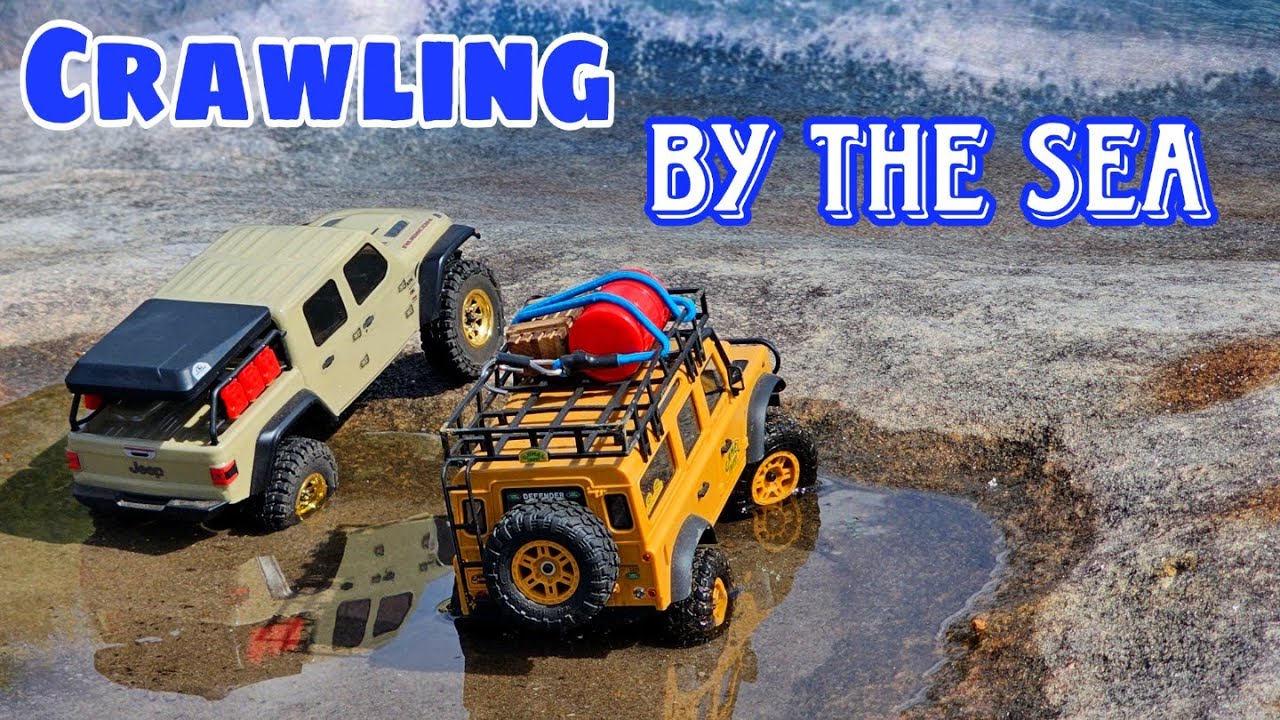 1/24 RC Rock Crawling Near Sea | FMS Defender & Axial Gladiator