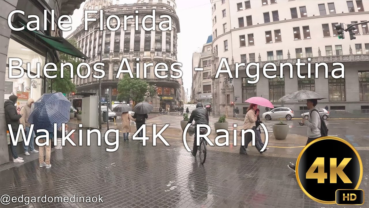 Calle Florida Buenos Aires Argentina 2024 - Walking 4k (Rain / Lluvia)