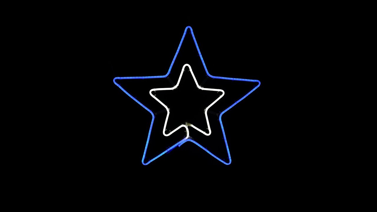 Blue & Cool White Double Star Neon Rope Light Silhouette