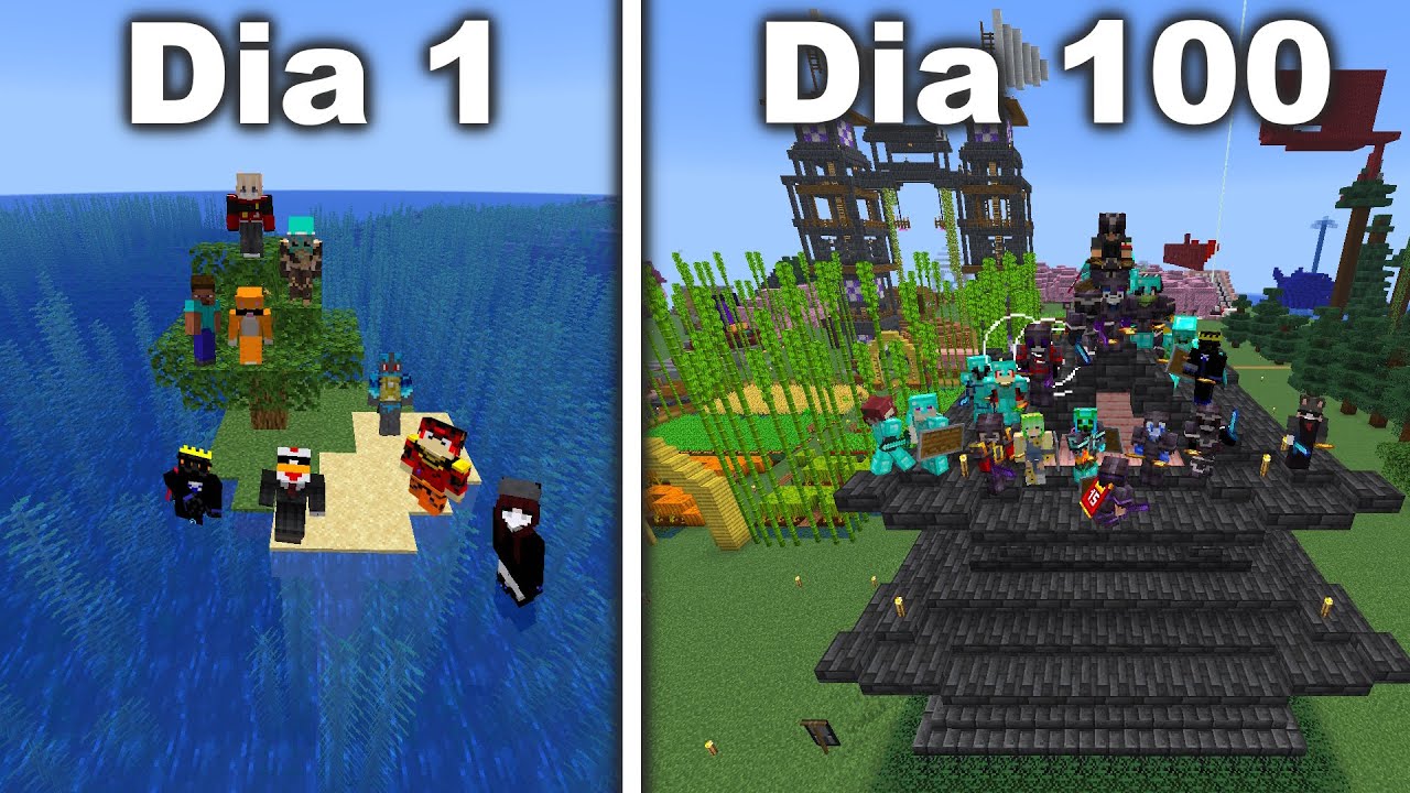 Esto hacen mis subs en 100 Dias en una ISLA Diminuta en Minecraft