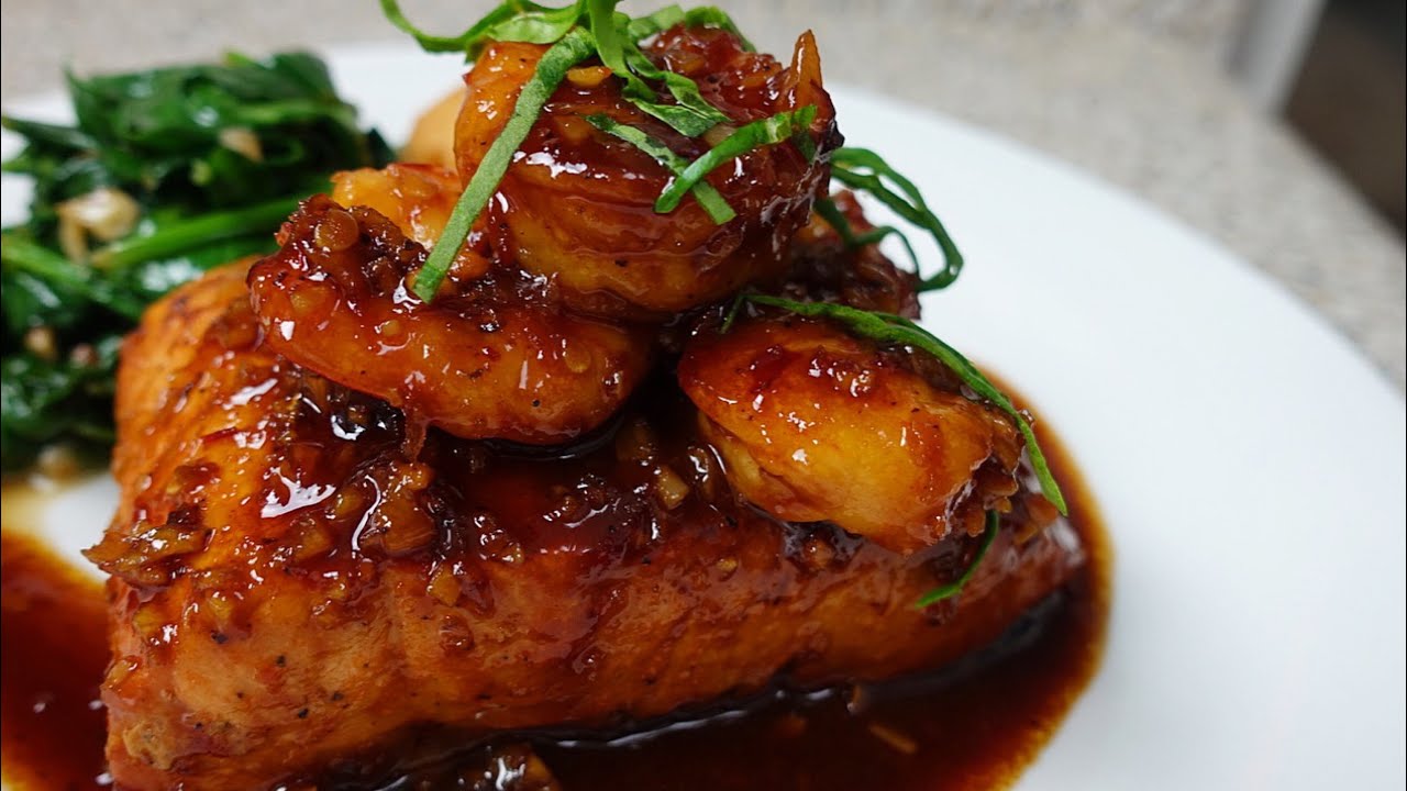 Honey Garlic Salmon and Shrimp | Jamaican Fried Dumplin