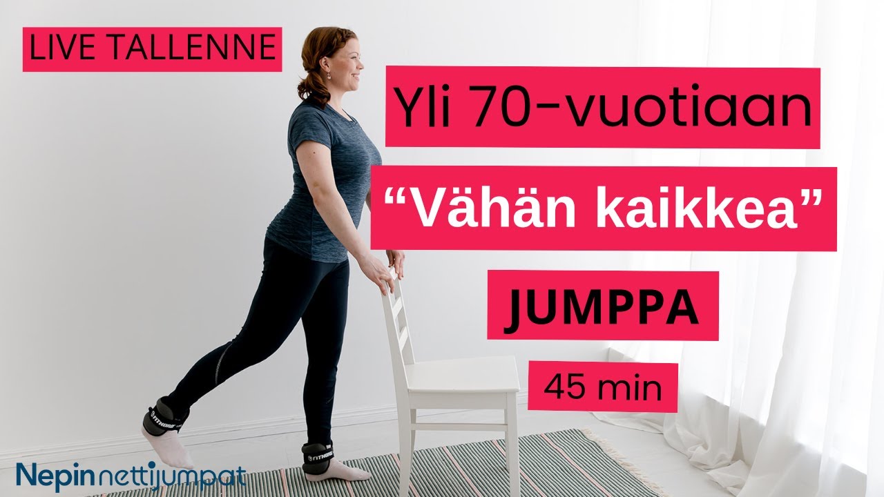 Yli 70-vuotiaan kotijumppa - ei harjoitusvälineitä | 45 min