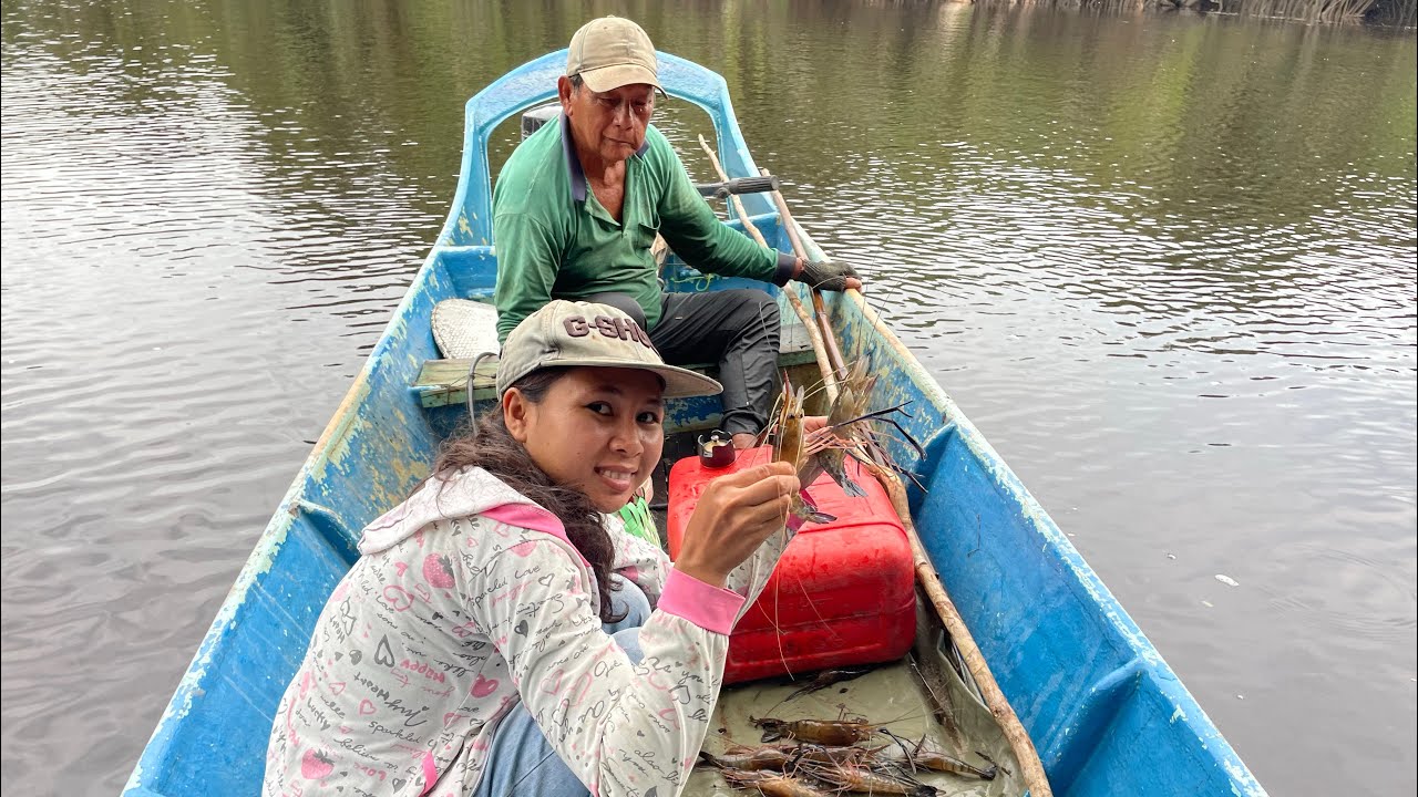 Pertama Kali Carol Passin Angkat Hasil Bubu Lumayan Banyak Udang // Makan Udang Mentah Campur Sambal