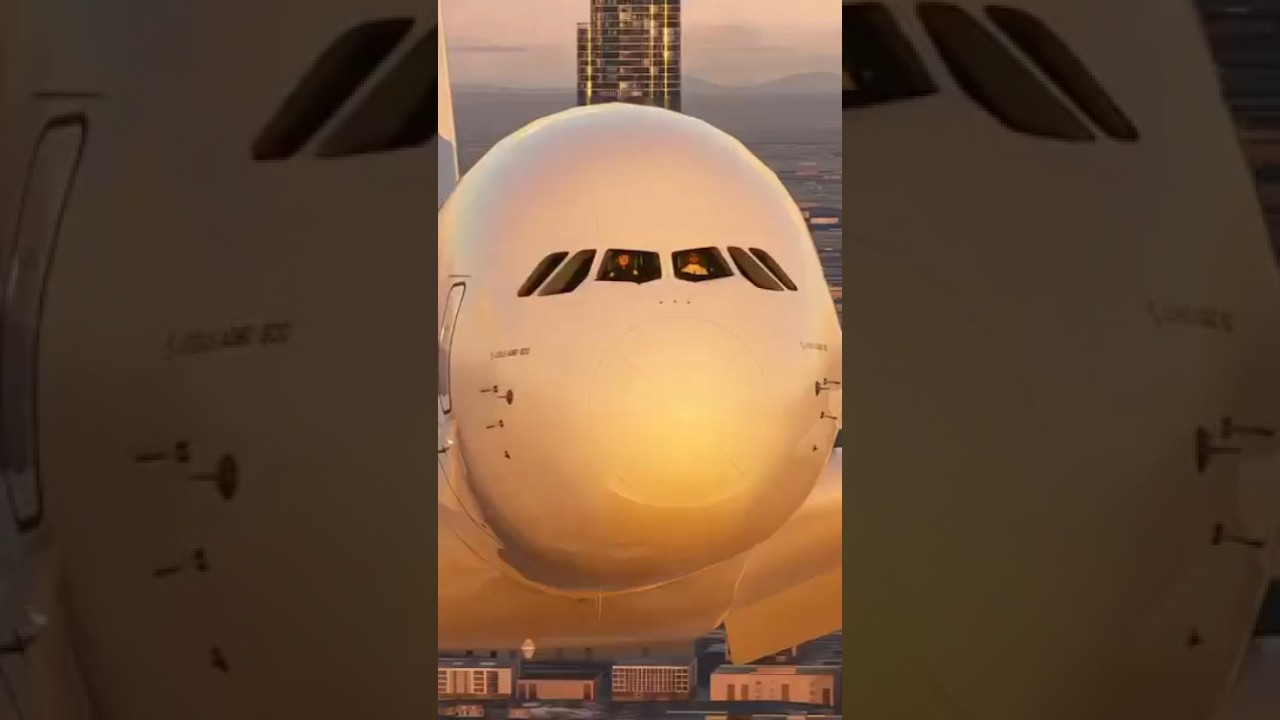 Emirates Airbus A389 Flying Low Over Dubai At!!😮✈️🇦🇪#shots#aviation