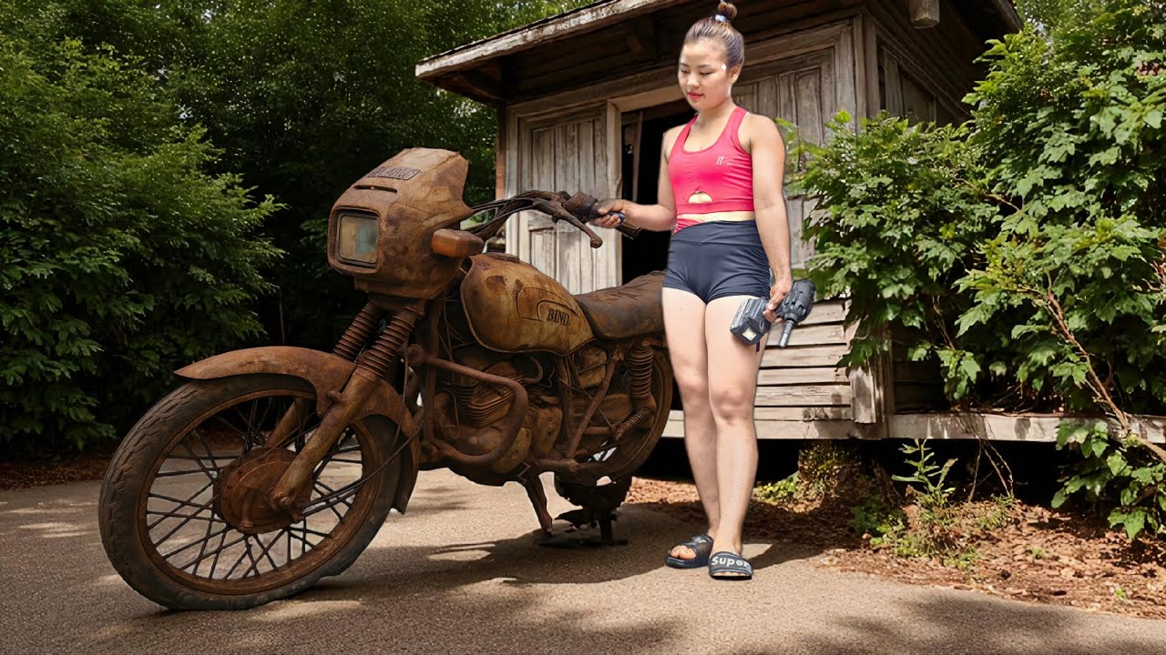 Timelapse : Genius girl spends 10 days repairing and restoring a 1980 vintage 125cc police motorbike