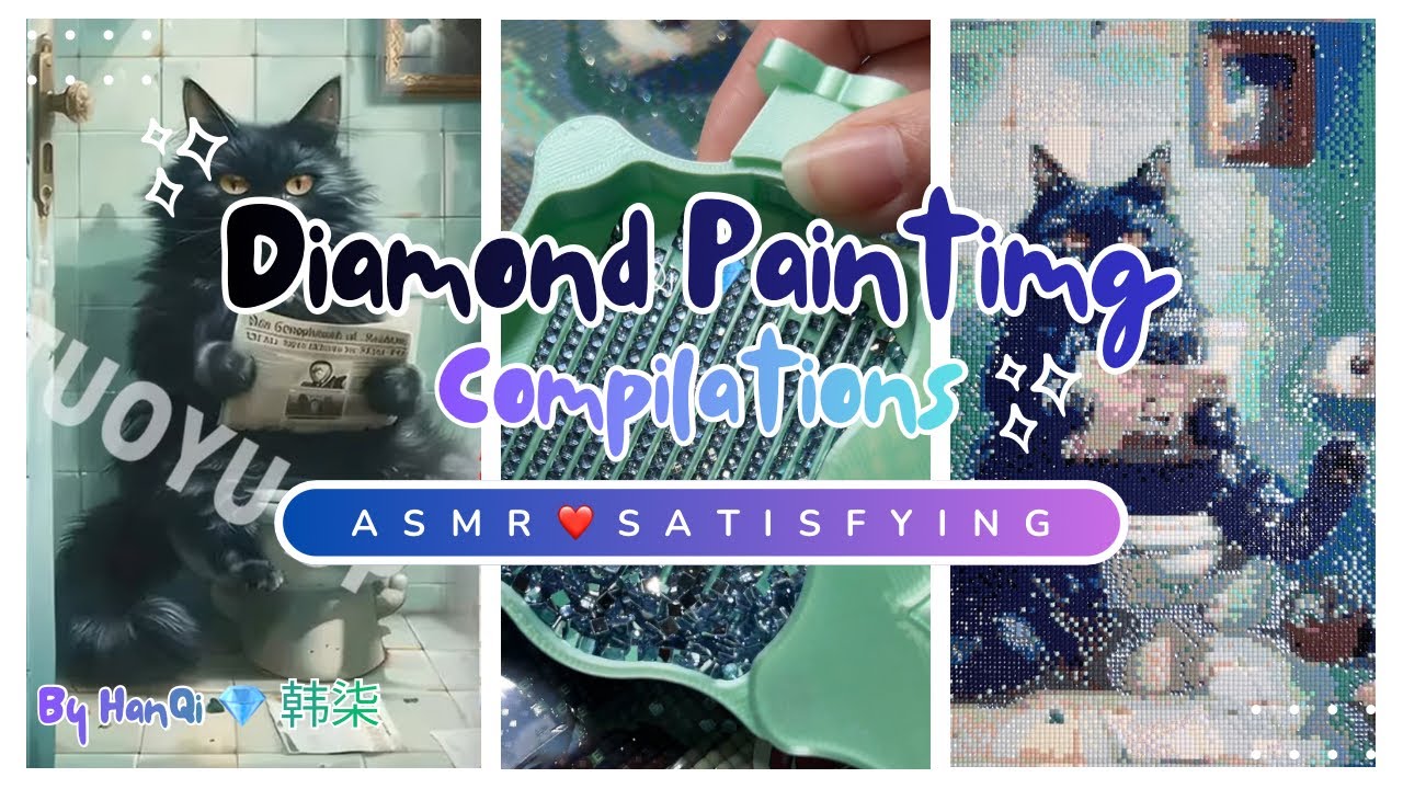 🌈 5 Minutes of Cats need some privacy 🐱Diamond Painting ASMR 💎 No Talking ✨ Canvas 4