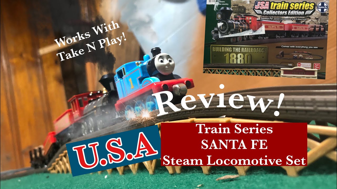 AMERICAN USA Train Series SANTA FE TRAIN SET REVIEW and Run with Take N Play Thomas?