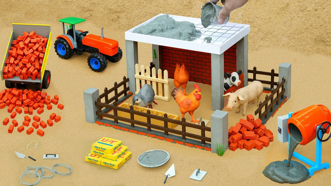 diy mini tractor animal farm house construction science project | cow shed project