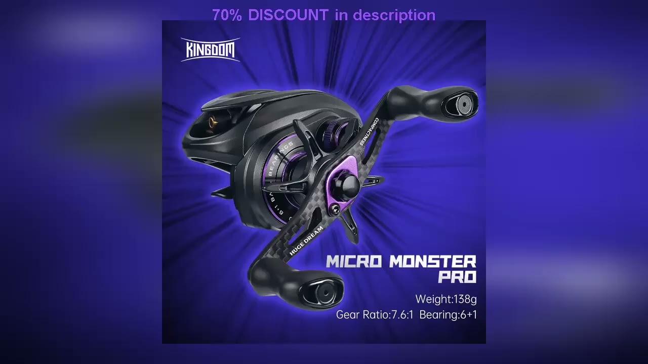 A must-have product! Kingdom Micro Monster Pro Baitcasting Fishing Reel 138g 7.6:1 Gear Ratio 4.6k