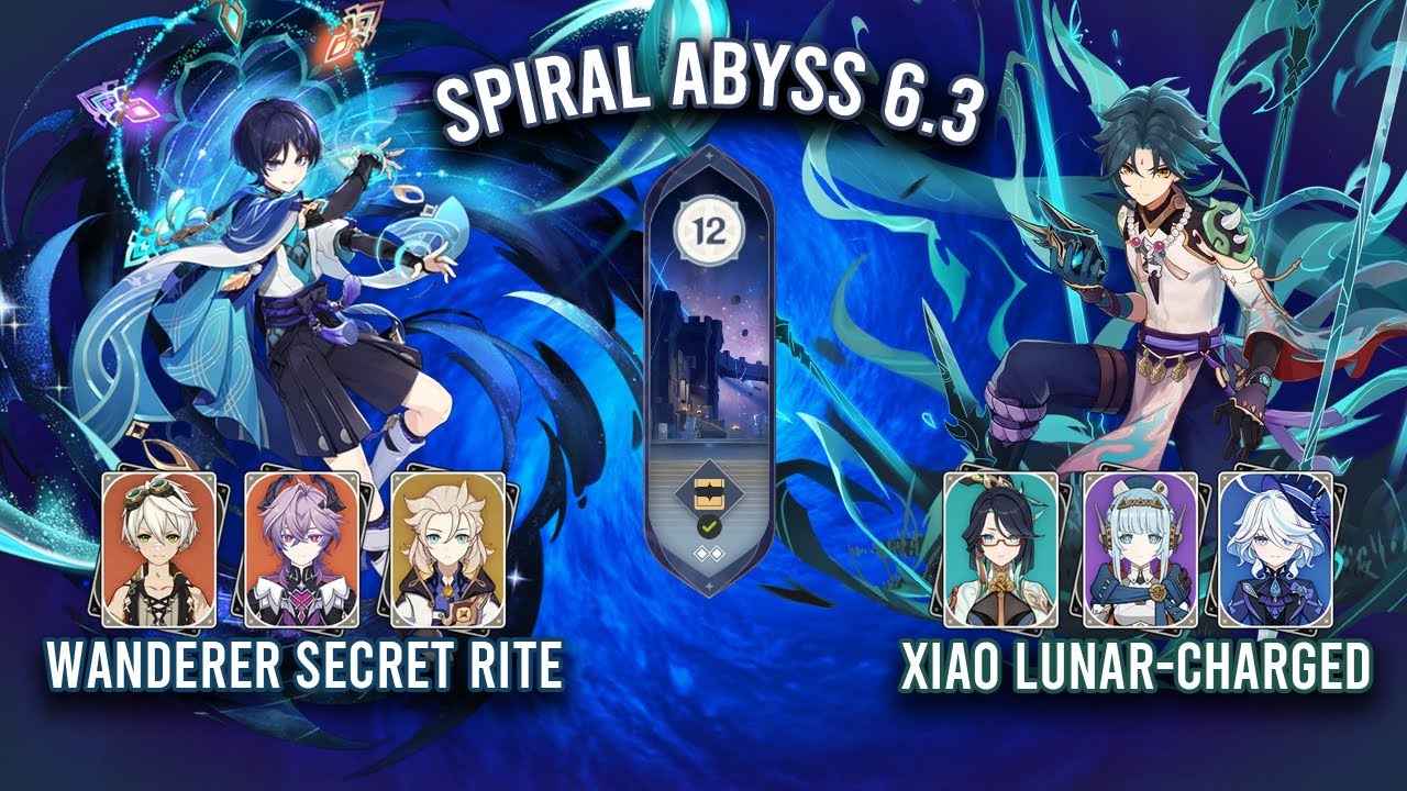 Spiral Abyss 6.3 - C0 Wanderer Secret Rite & C0 Xiao Lunar-Charged | Genshin Impact