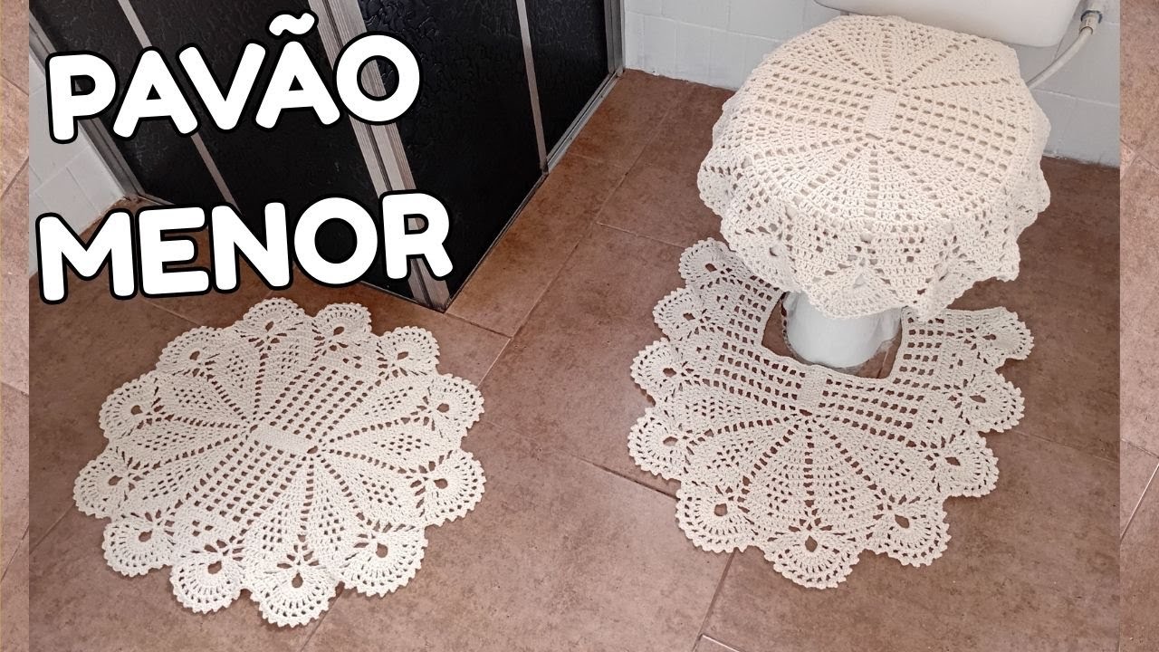 Tapete da Pia Jogo Pavão Menor em Crochê 🦚 Passo a Passo