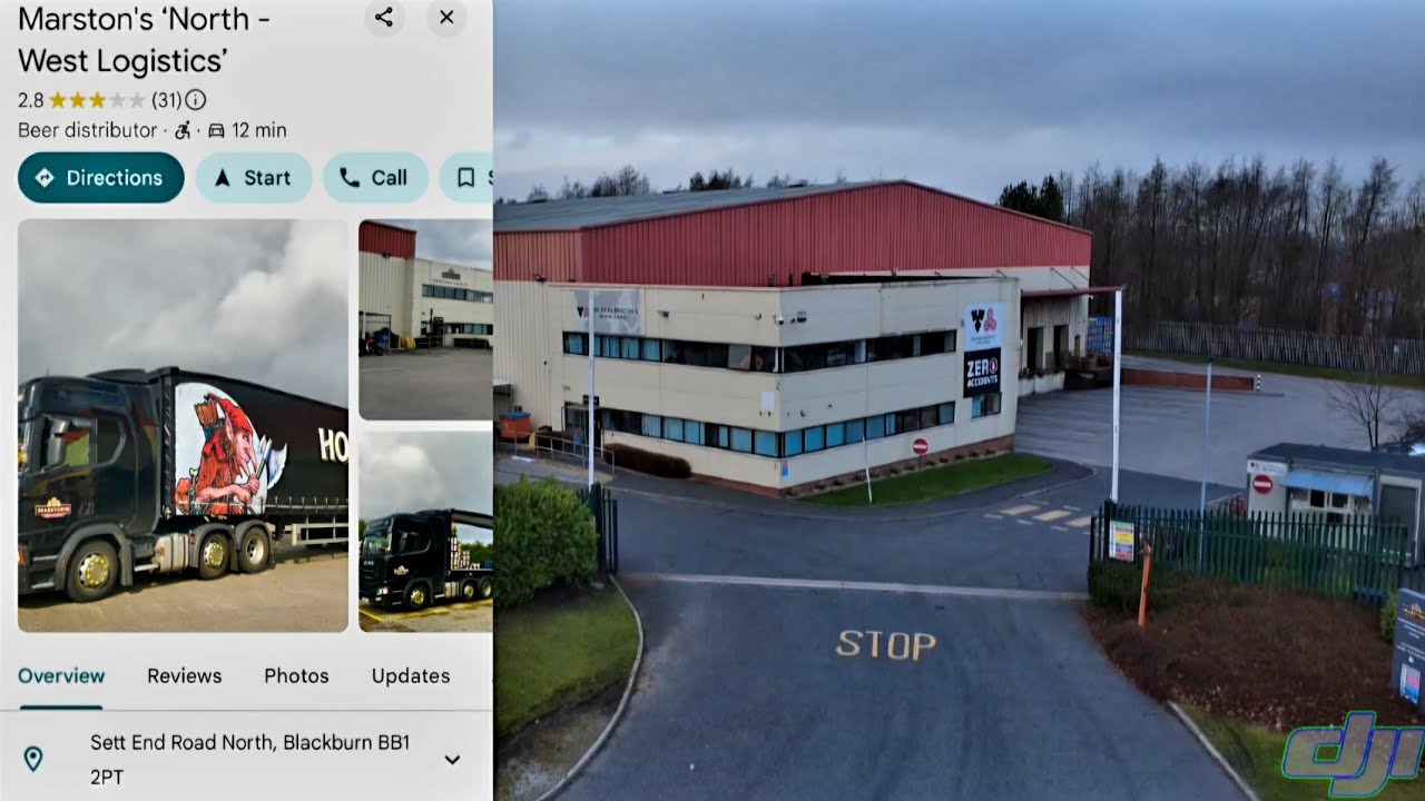 Marston's North west logistics  Blackburn... There are so many kegs...  We can see the drone...