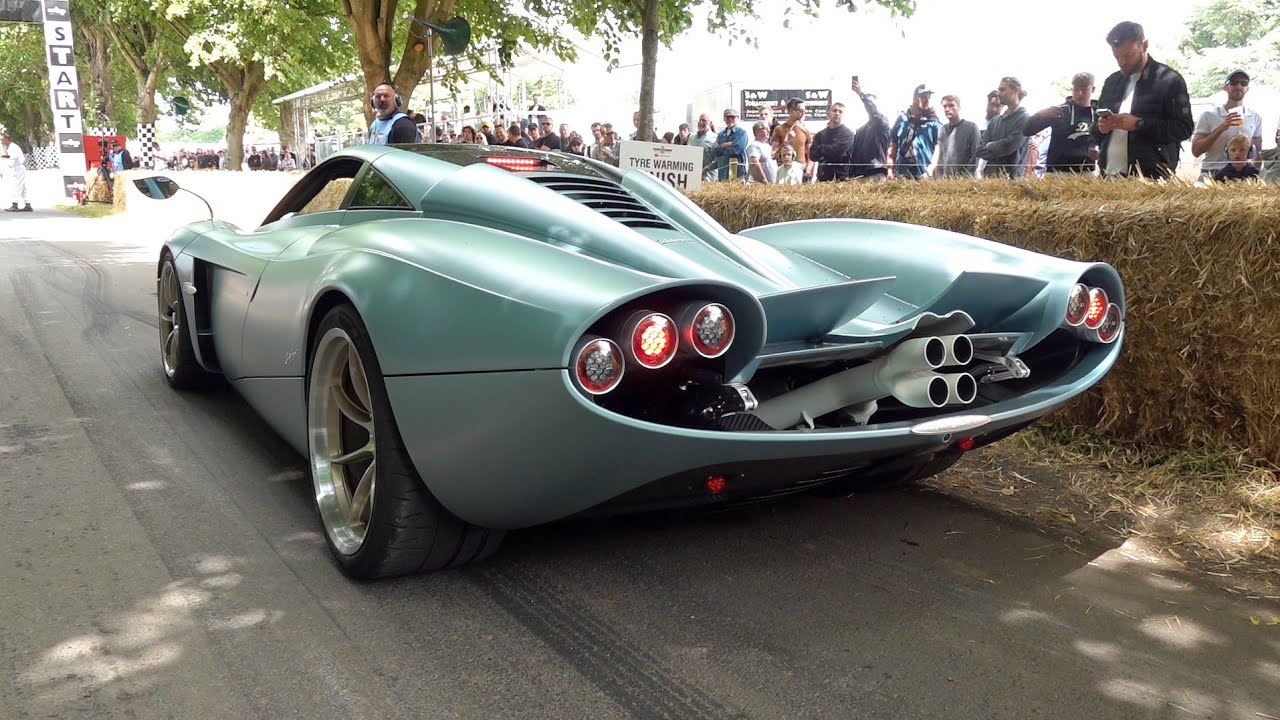 $7.4m Pagani Codalunga (Longtail) - Start, LOUD Revs & Accelerations @ Goodwood Festival of Speed