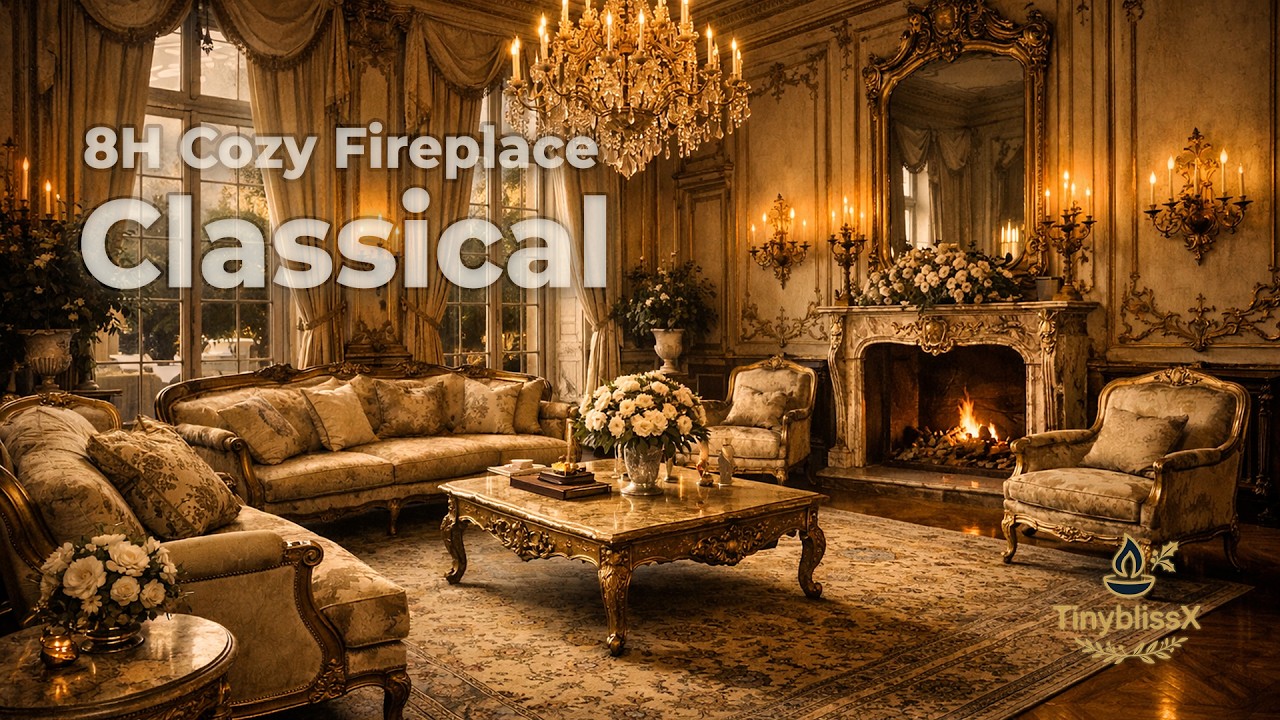 Cozy Fireplace with Relaxing Piano 🔥 8 Hours of Warm Crackling Fire for Sleep, Study & Relax