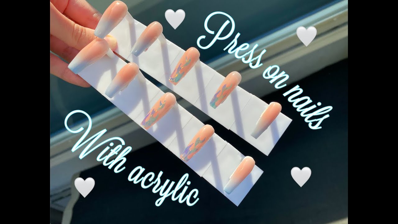 HOW TO: PRESS ON NAILS WITH ACRYLIC / FLAME DECAL NAILS 💙(nailsbytascha)
