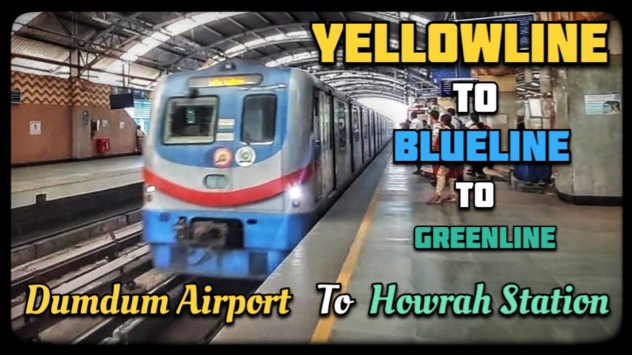 Dumdum Airport ( Jai Hind Bimanbandar) to Howrah Station. Metro Ride. 