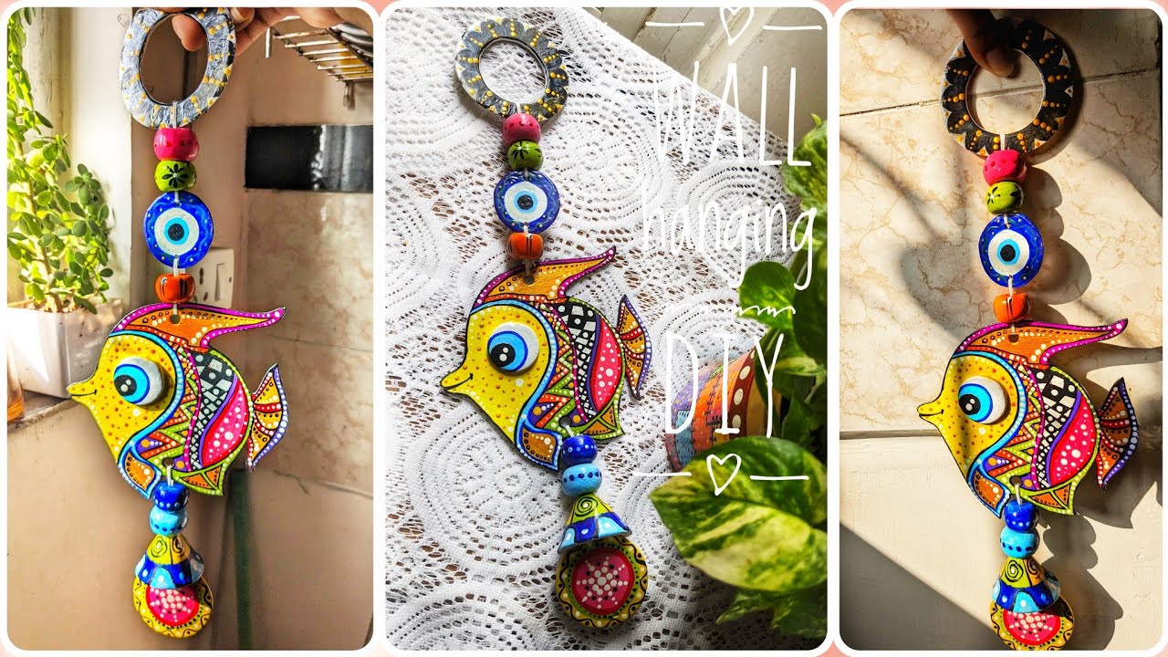 DIY Fish and evil eye  wall hanging with air dry clay