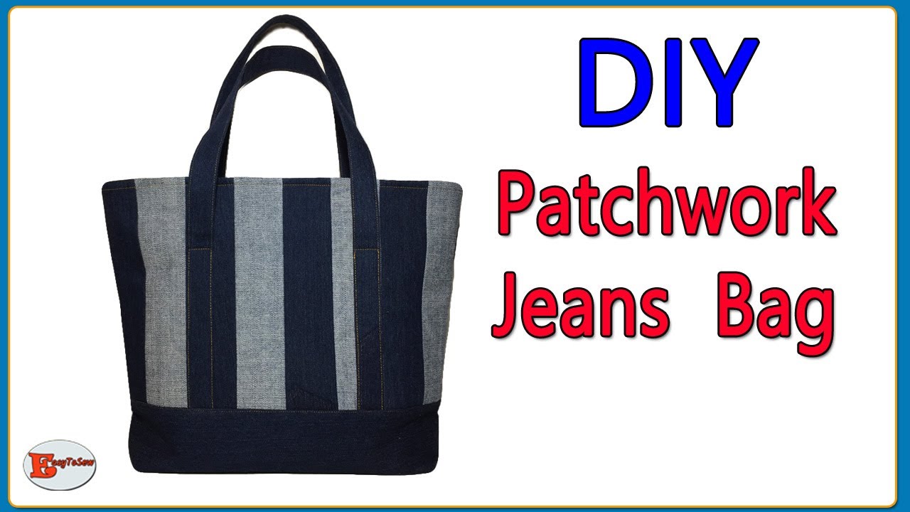 PATCHWORK JEANS BAG | JEANS TOTE BAG TUTORIAL | DIY BAG FROM OLD JEANS | JEANS BAG DIY