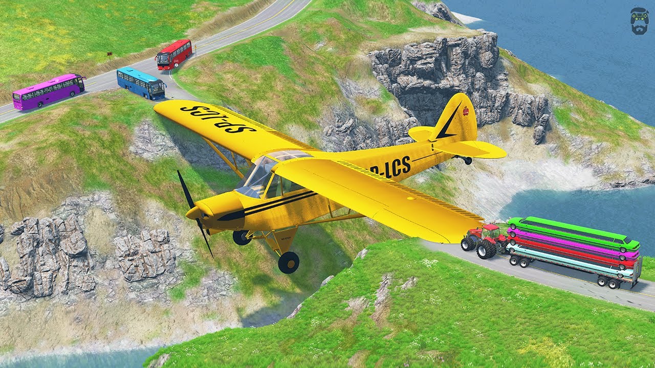 BeamNG.Drive - Cars vs Plane Wings Bridge ✈️