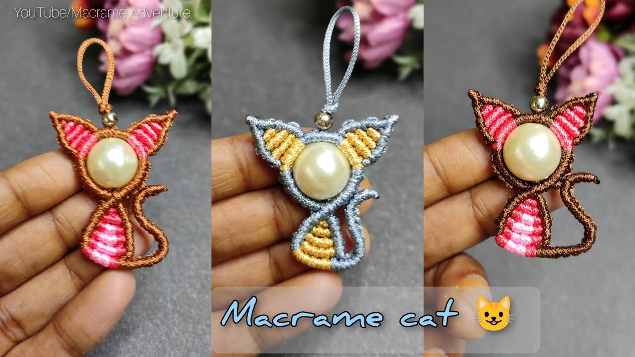 Tutorial - Cute Macrame cat/ Kitty keychain, Amazing gift for your love ones