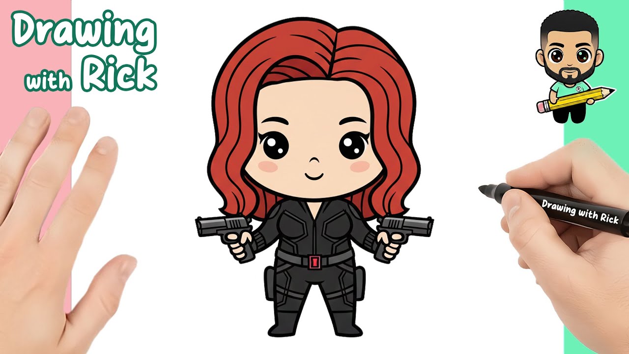 Drawing BLACK WIDOW in Chibi Style 🕷️🖤 | Easy Cute Marvel Avenger Drawing | Avengers Doomsday