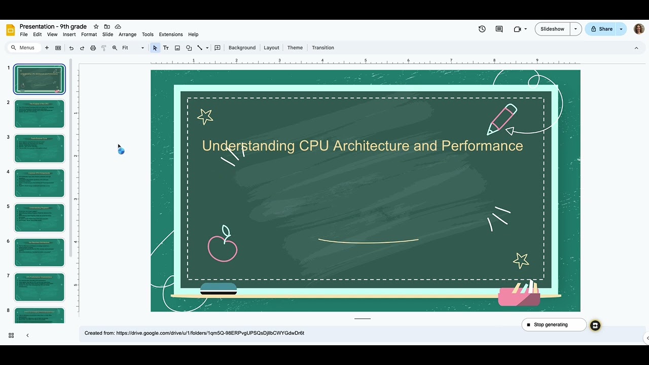 Creating a presentation and worksheet