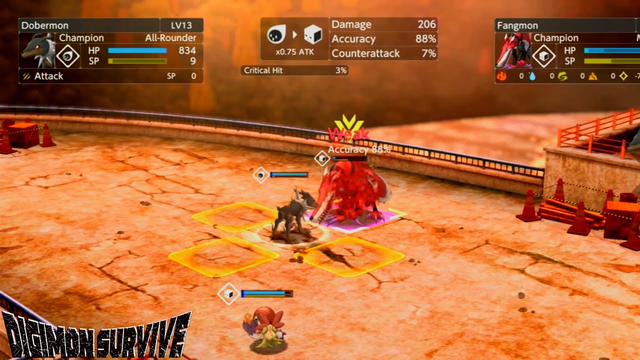 Digimon Survive - Fighting third time Fangmon & Evolve into Dobermon Part 2 - Nintendo Switch