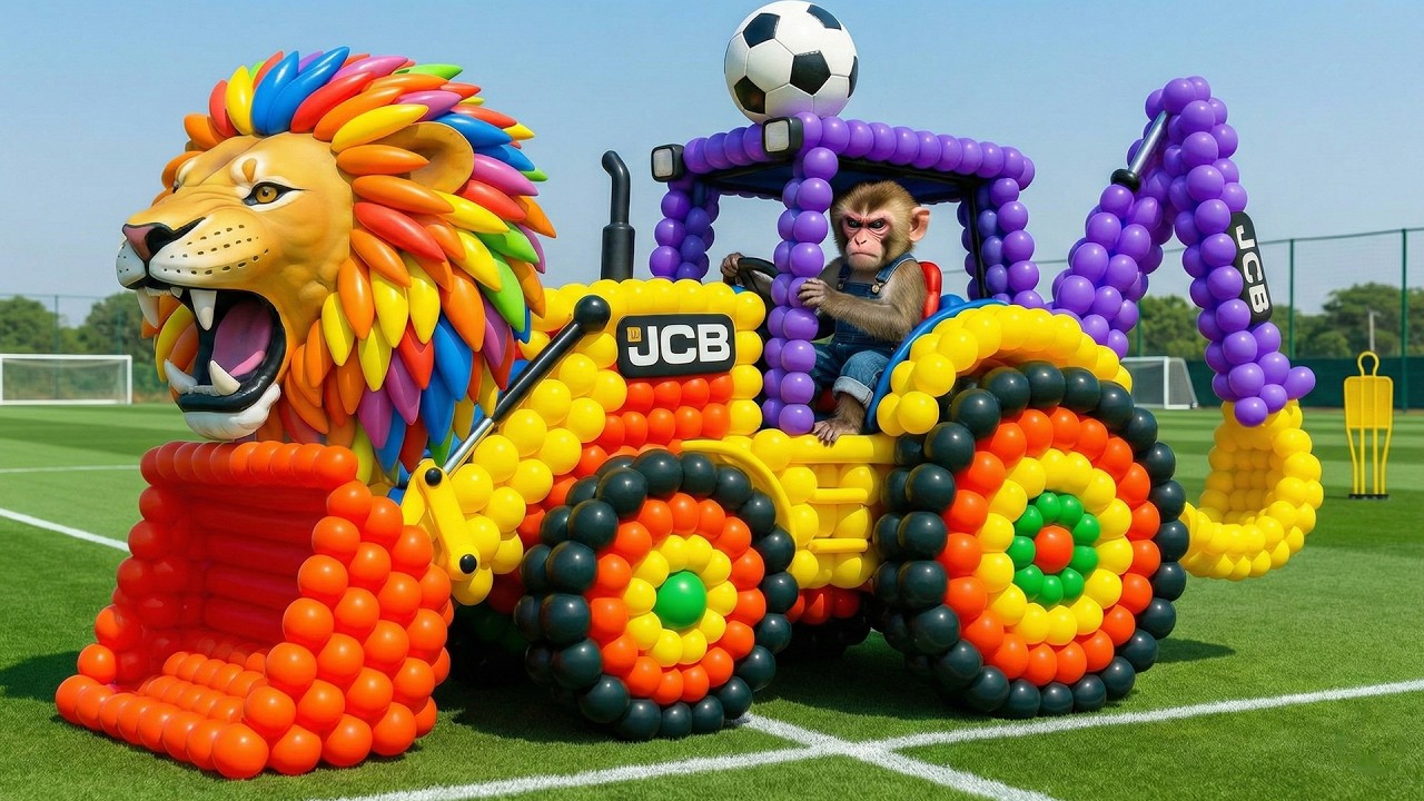The mascot vibrato assistant JCB and Tractor placed on the football field is popular, co-produced